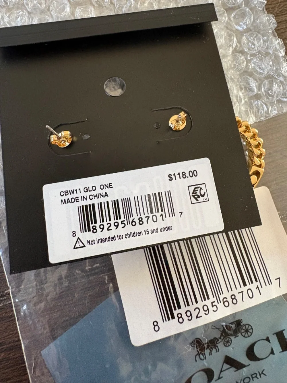 Authentic Coach Rivet Drop Chain Earrings - Picture 3 of 3
